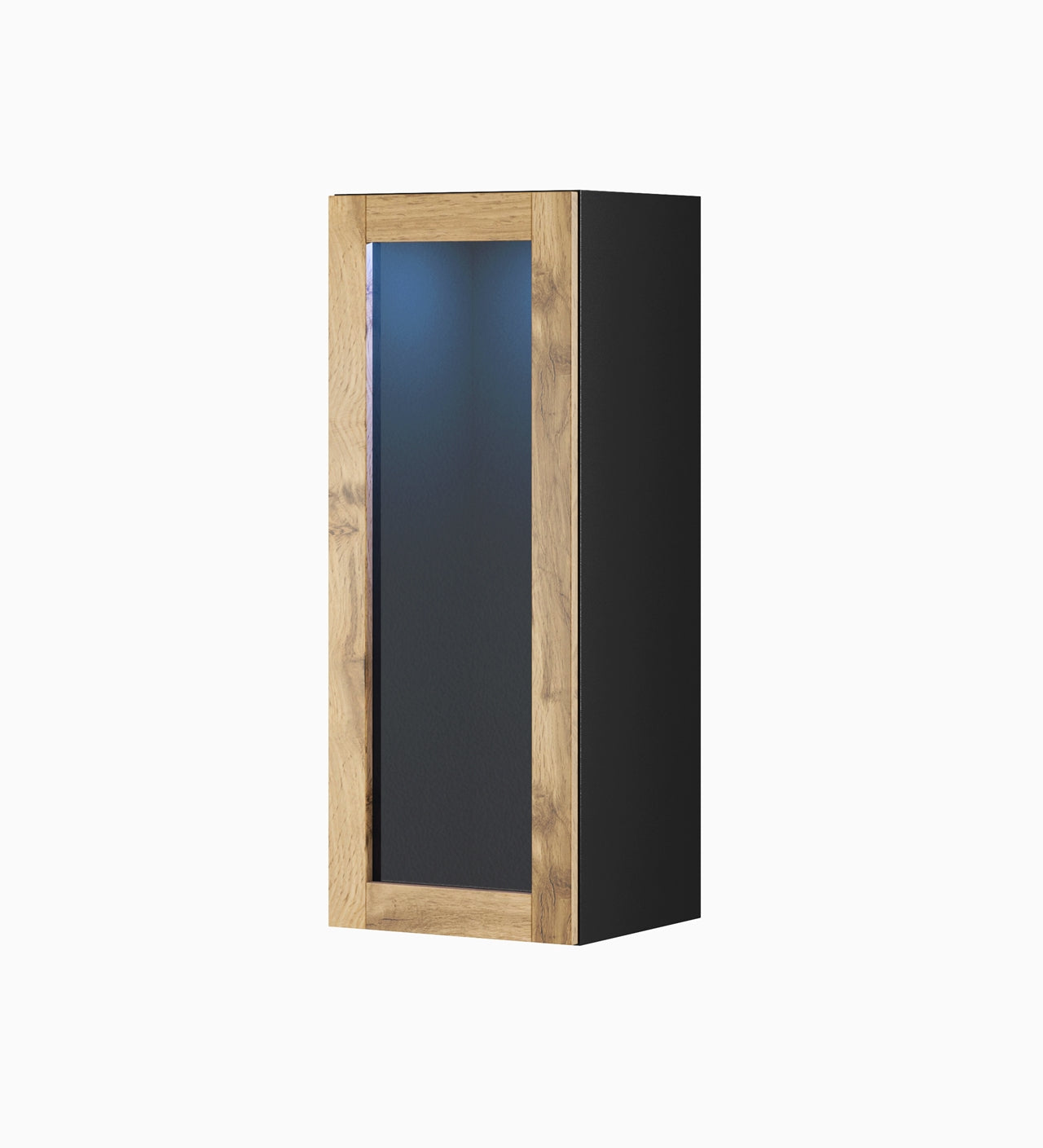 Wall mounted display cabinet VIGO 90 VG6G black / oak wotan