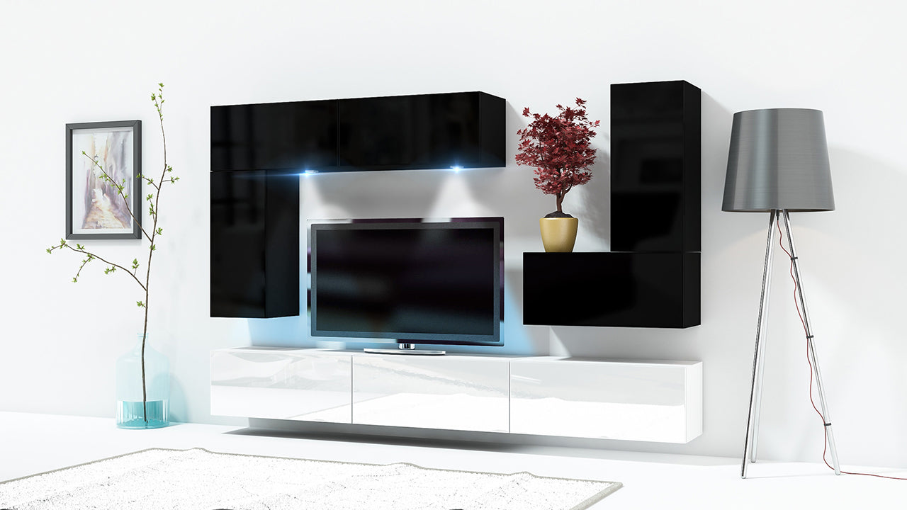 Wall Unit ONLY 3 black / white gloss