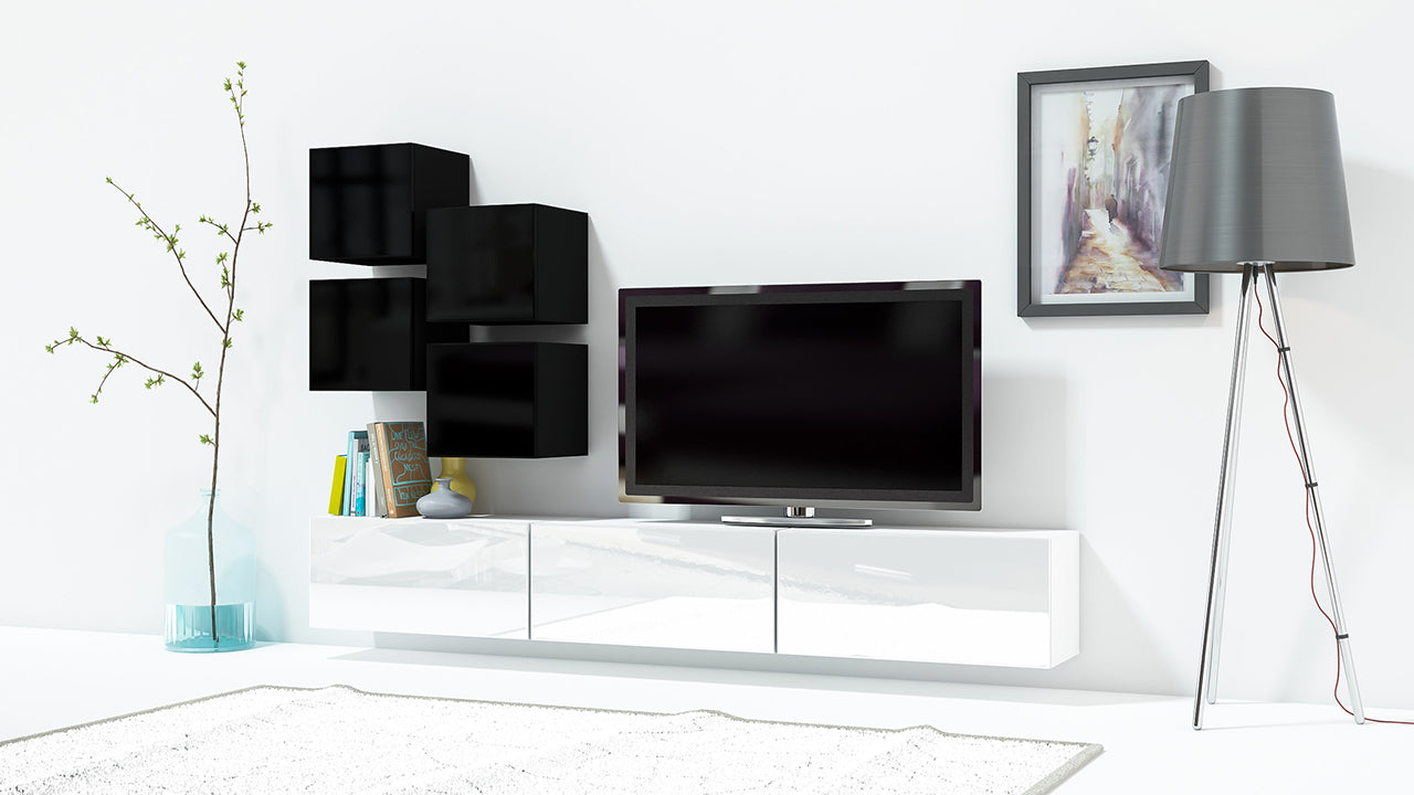 Wall unit ONLY 4 black / white gloss