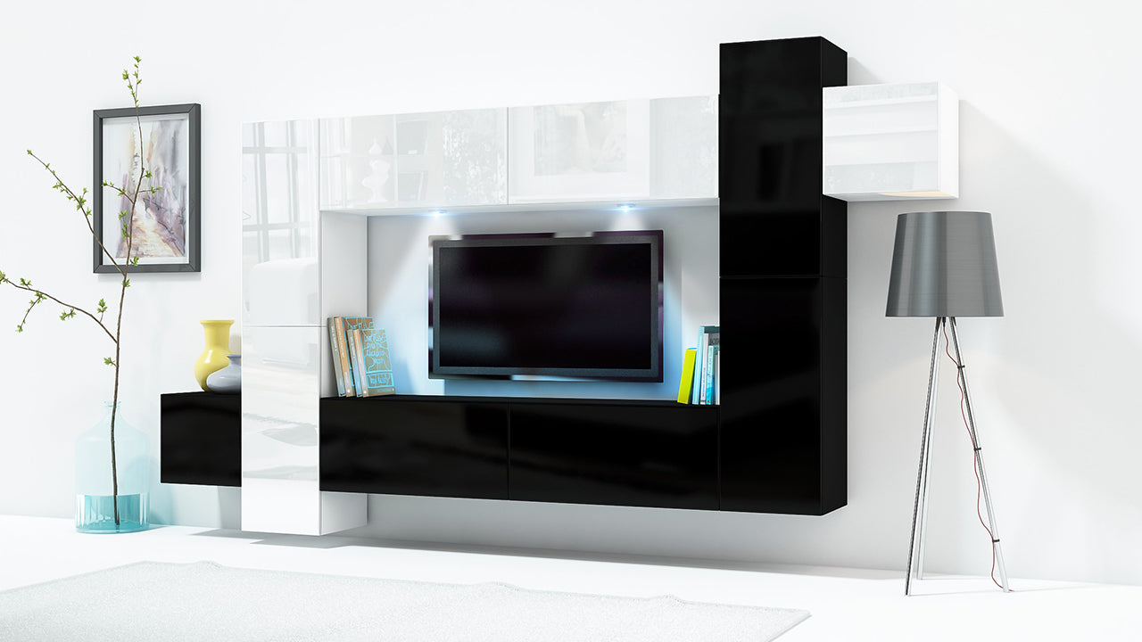 Wall Unit ONLY 5 white / black gloss