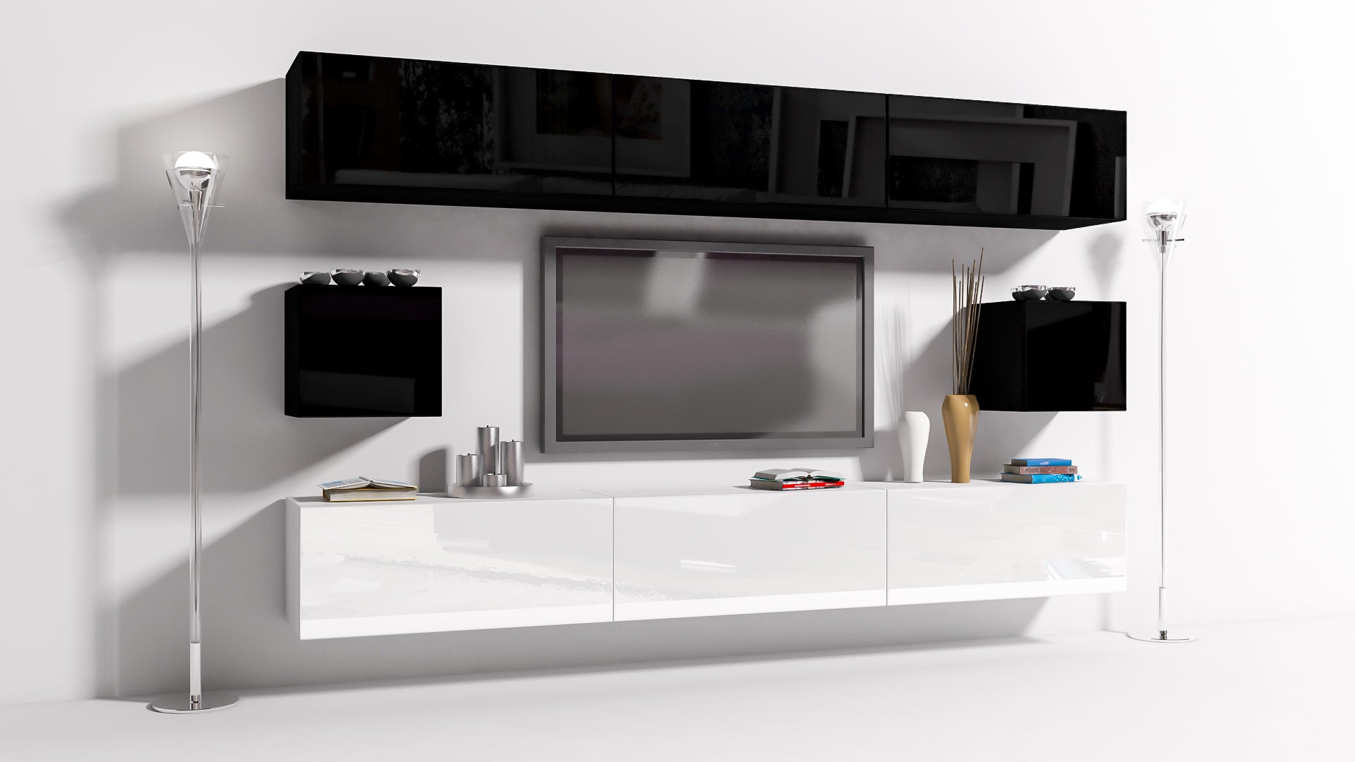 Wall Unit ONYX 11 black / white gloss