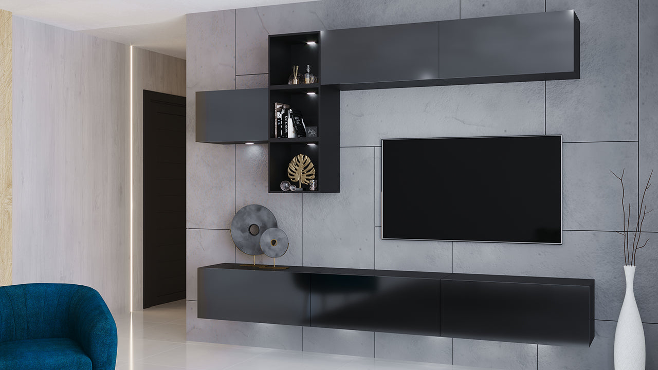 Wall Unit ONYX 4 black gloss