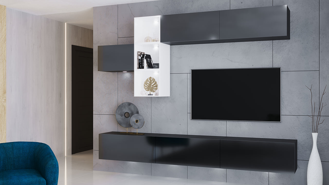 Wall Unit ONYX 4 black / white gloss