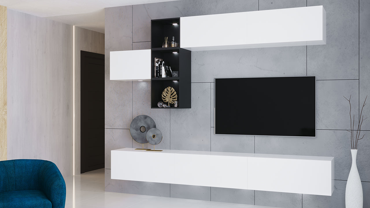 Wall Unit ONYX 4 white / black gloss