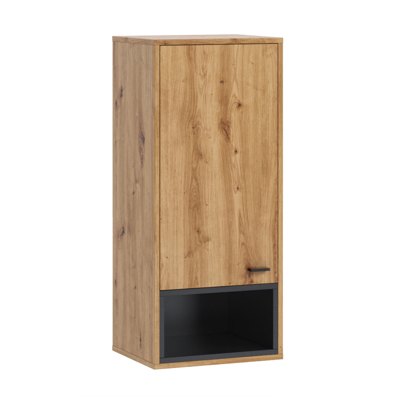 Wall mounted display cabinet OLIER OE10 oak artisan / black