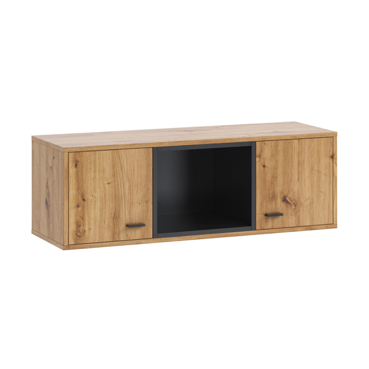 Wall mounted display cabinet OLIER OE11 oak artisan / black