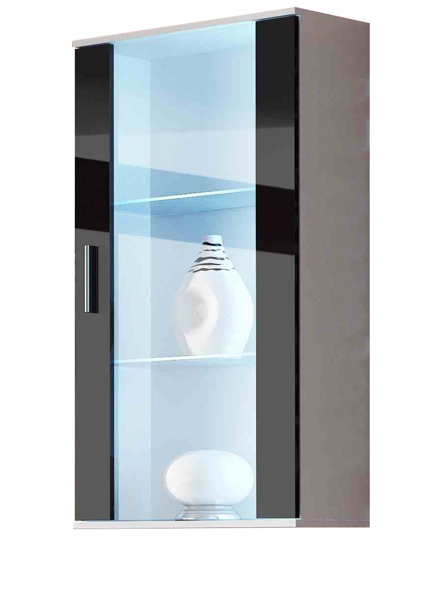 Wall mounted display cabinet SOHO SH2B white / black gloss