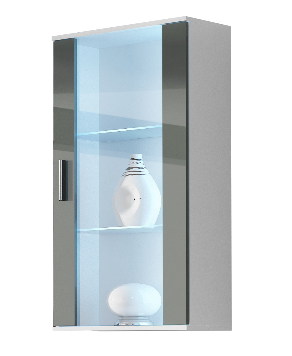 Wall mounted display cabinet SOHO SH2F white / grey gloss