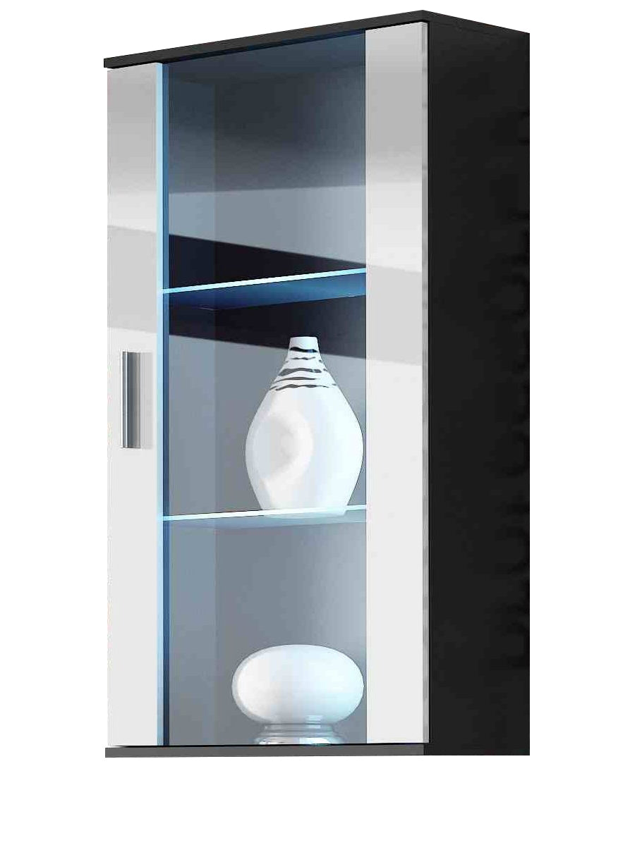 Wall mounted display cabinet SOHO SH2C black / white gloss