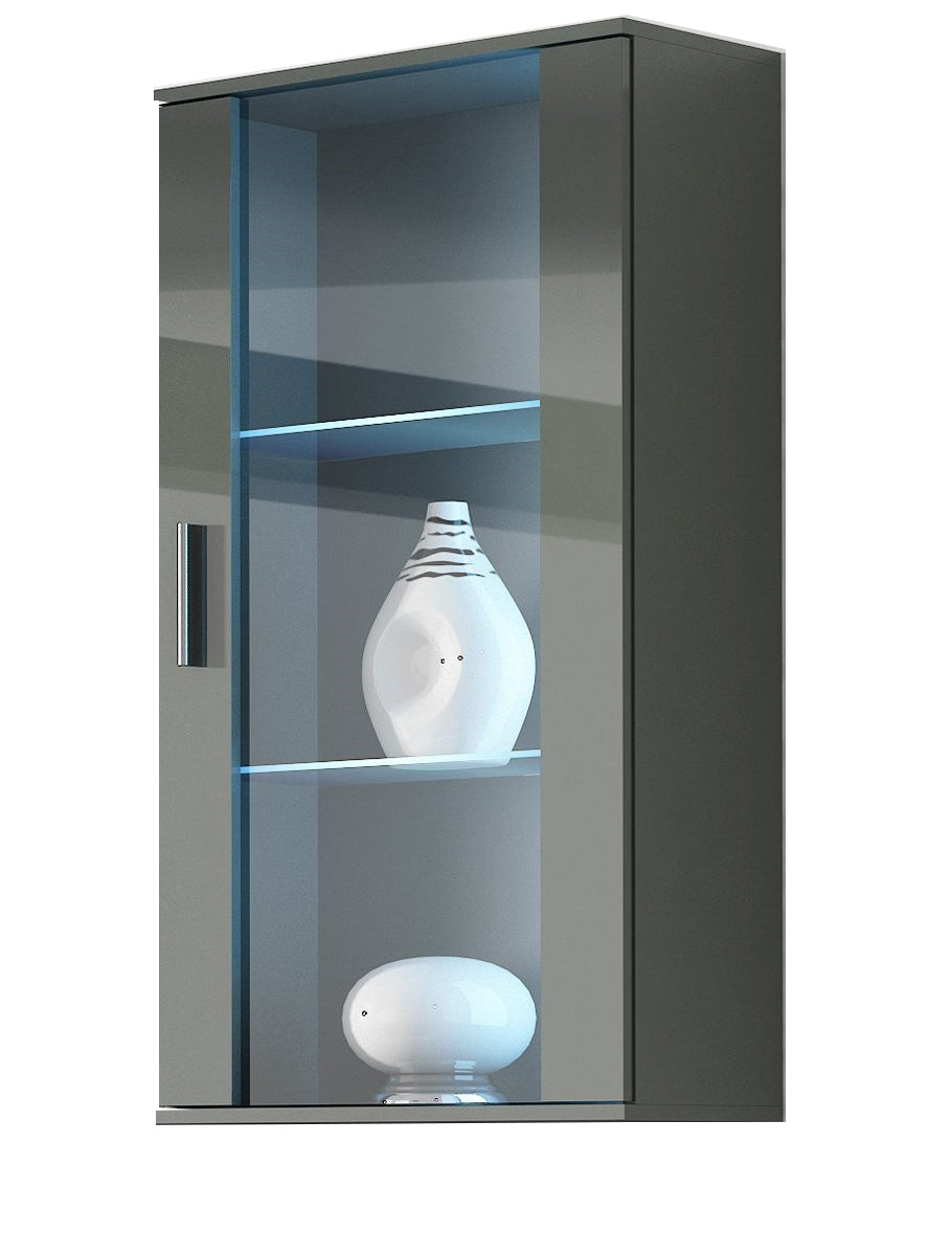 Wall mounted display cabinet SOHO SH2H grey gloss