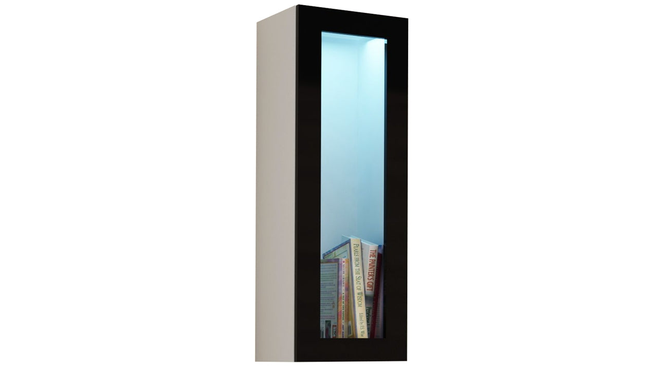 Wall mounted display cabinet VIGO 90 VG6B white / black gloss