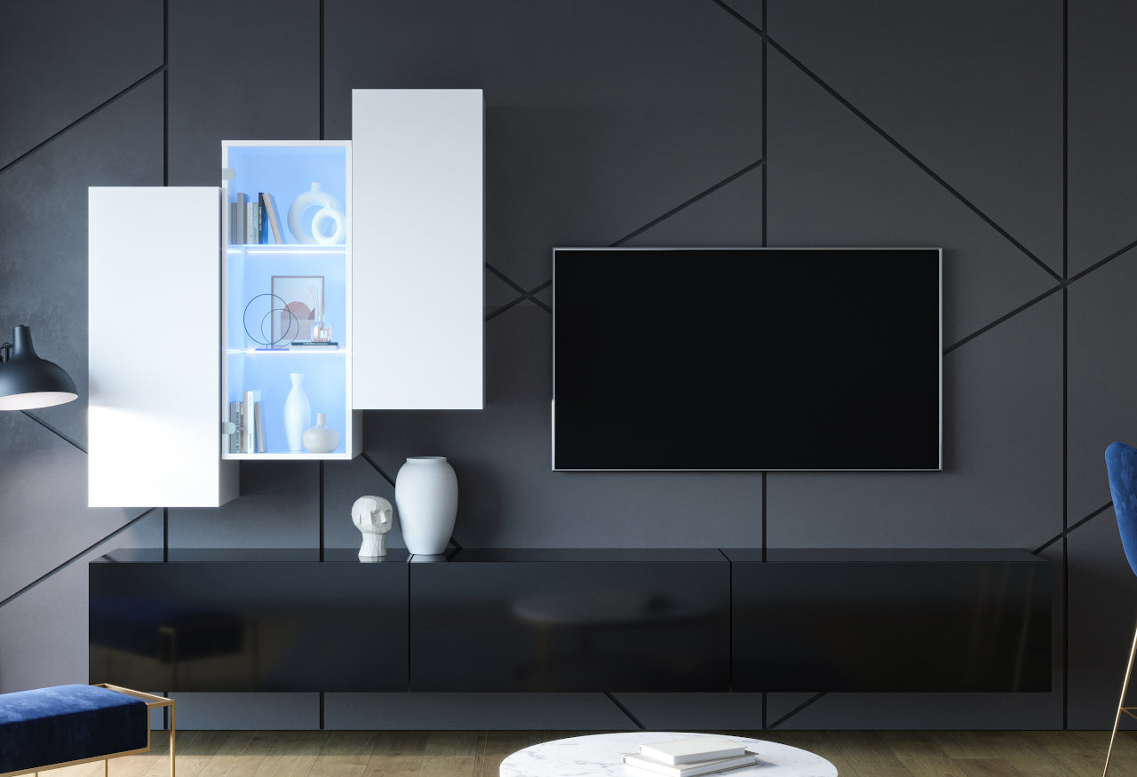 Wall Unit ONIVIO 2 white / black gloss