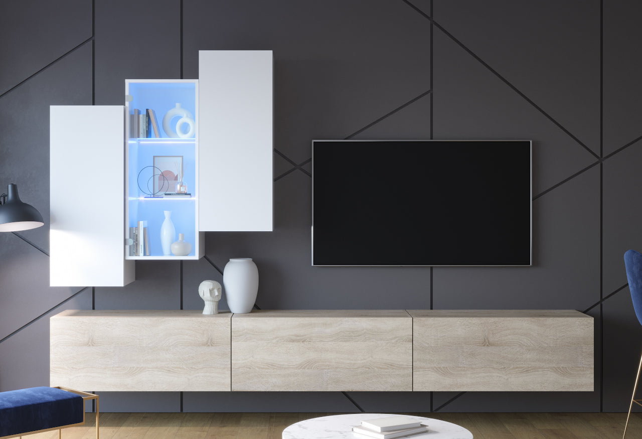 Wall Unit ONIVIO 2 white gloss / sonoma oak