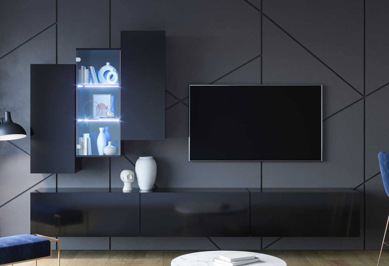 Wall Unit ONIVIO 2 black gloss