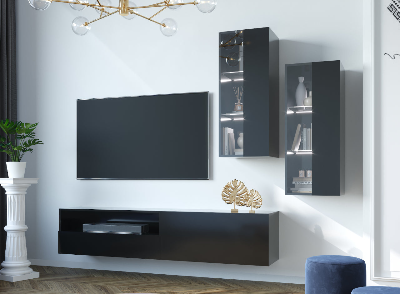 Wall Unit ONIVIO 4 black gloss