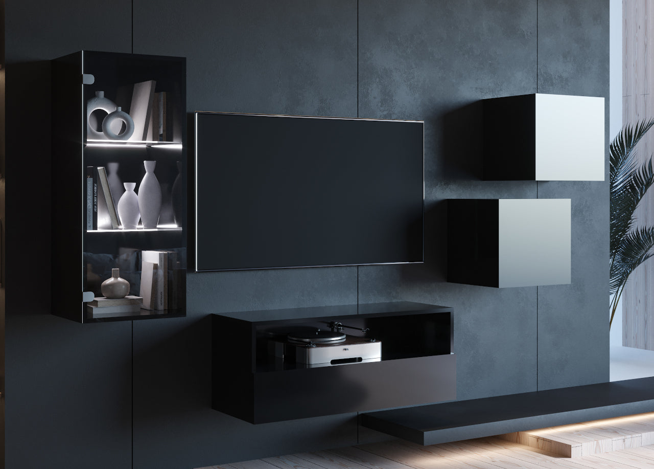 Wall Unit ONIVIO 5 black gloss